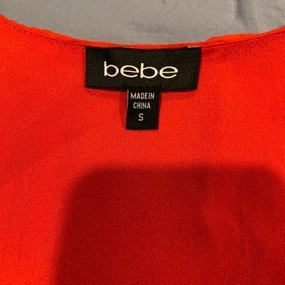 BEBE Sleeveless Belted Blouse Bright Coral small - Picture 6 of 6